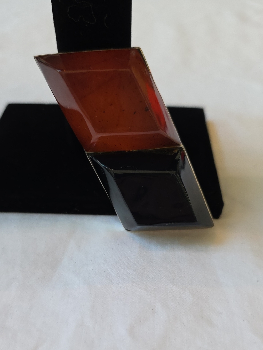 SALE Geometric Two-Tone Enamel Brooch/Pendant In Sterling